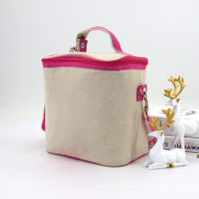 New Arrival Eco Friendly Custom Jute Cooler Bag Insulated Linen Lunch Bag